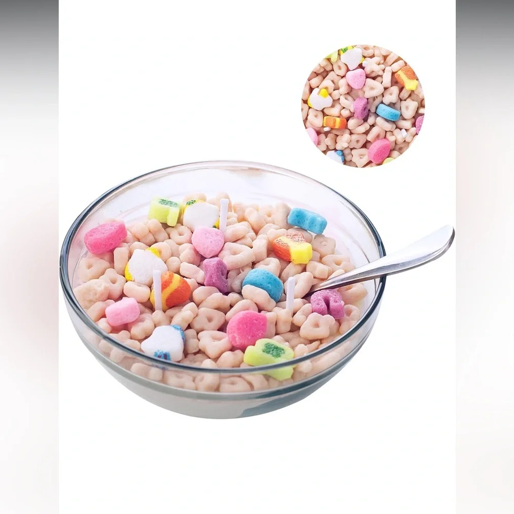 3 Wick Candle Colorful Cereal Bowl Lucky Charms Vanilla Scented DIY Colorful New